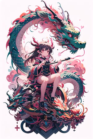 dragon venus,  1girls, solo, long hair, closed mouth, full body, floating hair, floating, metal,  mechanical body,mechanical,  dragon,complex background,  planet,dragon-themed,  pink theme,  holding stick,masterpiece,best quality