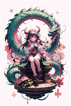 dragon venus,  1girls, solo, long hair, closed mouth, full body, floating hair, floating, metal,  mechanical body,mechanical,  dragon,complex background,  planet,dragon-themed,  pink theme,  holding stick,masterpiece,best quality