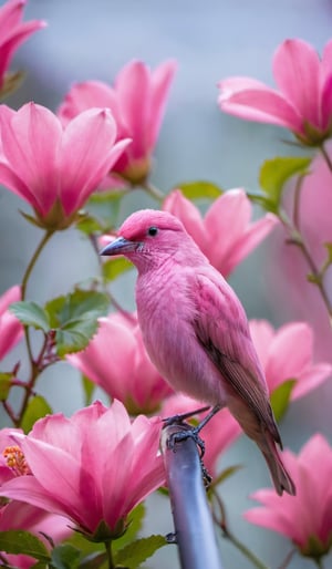 flower, no humans, bird, animal, leaf, pink flower, animal focus