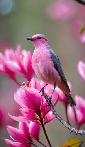 flower, no humans, bird, animal, leaf, pink flower, animal focus