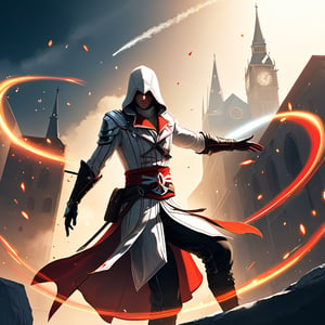 assassin from the game assassins creed doing something spectacular,stworki