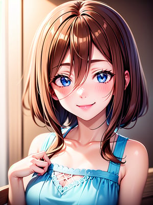 Miku Nakano, smile, brown-hair, blue_eyes  