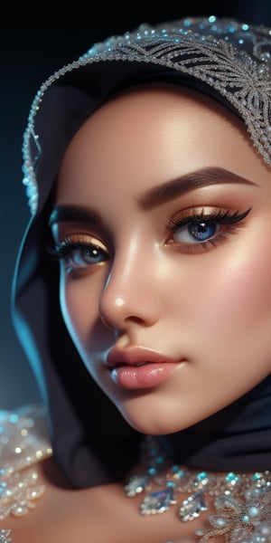 Prompt: A beautiful anime hijab girl with an elegant Arabic hijab, detailed intricate hijab folds, beautiful detailed eyes and lips, extremely detailed face and features, long eyelashes, soft glowing skin, serene expression, detailed clothing folds, detailed jewelry, detailed background, (best quality, 4k, 8k, highres, masterpiece:1.2), ultra-detailed, (realistic, photorealistic, photo-realistic:1.37), vibrant colors, dramatic lighting, award-winning digital art.