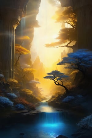 A beautiful world in a gem of amber, ethereal light filtering through translucent layers, ancient flora and fauna frozen in time, shimmering golden hues reflecting intricate details, surrounded by floating orbs of energy, a serene and mystical realm, captured in a mesmerizing digital art style, evoking a sense of wonder and magic,3g3Kl0st3rXL