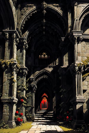 a lone red rose resting elegantly on a weathered stone an empty throne in a secluded medieval courtyard, moss creeping up the legs, ancient ivy climbing the walls, soft rays of sunlight filtering through the aged arches, the air filled with the scent of old books and history, captured in a classical painting style with rich textures and warm hues, emphasizing the juxtaposition of beauty and decay. ,nodf_lora,Npzw,leonardo