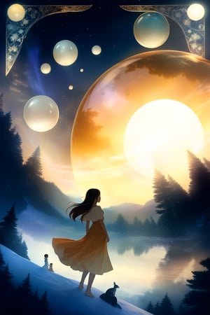 A beautiful world in a gem of amber, ethereal light filtering through translucent layers, ancient flora and fauna frozen in time, shimmering golden hues reflecting intricate details, surrounded by floating orbs of energy, a serene and mystical realm, captured in a mesmerizing digital art style, evoking a sense of wonder and magic,3g3Kl0st3rXL