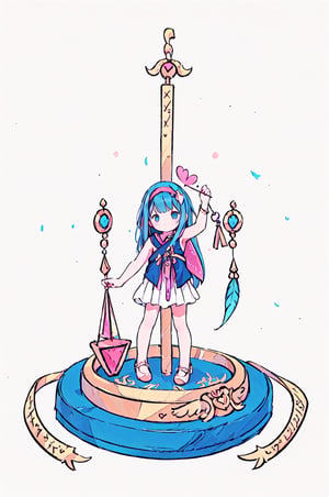 A little girl holding a set of libra scales, known as a "bilanciae," A heart and a feather delicately balanced on each side of the scale, representing justice and balance. ,best quality