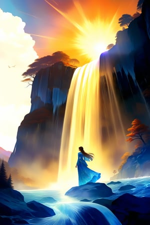 A beautiful world in gem of amber, reflecting warm hues, intricate patterns within the gem, capturing the essence of nature’s beauty, surrounded by cascading waterfalls frozen in time, vibrant flora and fauna encapsulated in amber, light refracting in mesmerizing ways, a living testament to Earth’s wonders, realized in a painting style that combines realism with a touch of fantasy. 