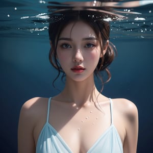 best qualtiy,tmasterpiece,Ultra-high resolution,Clear face,（Reality：1.4）,RAW photogr,cold light,A woman in a transparent dress under the water,Full body photo,wallpaper anime blue water,Guviz-style artwork,closeup fantasy with water magic,by Yang J,Guviz,a beautiful artwork illustration,Water Nymphs,beautiful digital artworks,beautiful digital illustration,Li Song,a beautiful anime portrait,Art style in Beauvot