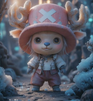 
((realistic style))


(chopper)A small, anthropomorphic reindeer standing on two legs, with light brown fur, a round blue nose, and expressive eyes. Wearing a pink hat with a white X, with small antlers poking through the top. His large eyes are filled with innocence, with soft, detailed fur and subtle light reflections on each hair. Short limbs and a gentle smile convey a sense of purity and kindness
Detailed fur texture that is soft and fluffy, with subtle light reflections on each strand, and slight shine on the fur tips, making it look realistic. The skin has a soft, textured feel with tiny pores, creating a lifelike skin texture for the character
The pink hat has fabric texture with slight wear and fine creases, giving it a sense of history as if it has been through many adventures. The antlers have a realistic texture, with tiny cracks and a natural sheen, enhancing the feeling of real material
Soft natural light coming from the side, creating layered shadows, with light penetrating the fur, adding depth and realism. The background is set on a pirate ship deck, showing wood with cracks and weathered marks, with tiny dust and scratches for added realism. The sea in the distance sparkles with gentle light reflections, giving the background a lived-in feel
A slight breeze stirs Chopper's fur, adding a natural, dynamic effect, making the character appear more lifelike
Ultra quality,Vivid,Denoise,Texture,Extreme quality,Ultra HD,4K.,4x upscale,UHD,Shruti denoise