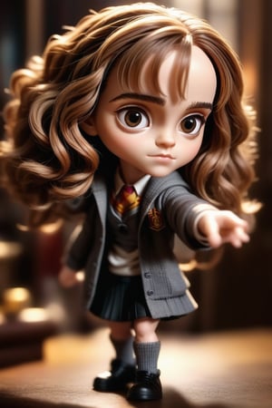 hermione granger, very cute tiny, rim lighting, adorable big eyes, small, By greg rutkowski, chibi, Perfect lighting, Sharp focus