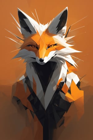 Create a modern abstract piece depicting an orange fox, with a background composed of dynamic, overlapping lines.,robot
