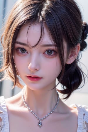 (Best quality, 8k, 32k, Photorealistic, UHD:1.2),

lifelike rendering, Photo of Pretty Japanese woman,  18yo,double eyelids, highly details glossy eyes, glossy full lips, exquisite facial, soft curves, (pale skin:1.3), exquisite skin texture, necklace with a tiny charm, shape focus,ray tracing, detailed hair, detailed fabric rendering,
