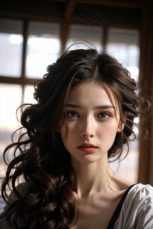 (Best quality, 8k, 32k, Photorealistic, UHD:1.2),

young woman, pale smooth skin, long flowing hair with soft curls, soft and gentle features, serene and calm expression, large expressive eyes, soft lighting, exudes tranquility and kindness,

((teenager:1.5)),
ZYM,