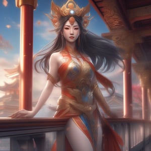 sexy asian woman with big breast posing naked on a balcony, anime goddess, a beautiful fantasy empress, japanese goddess, extremely detailed goddess shot, beautiful goddess, goddess. extremely high detail, extremely detailed artgerm, beautiful alluring anime woman, ne zha from smite, ((a beautiful fantasy empress)), hot fire goddess, 8k high quality detailed art