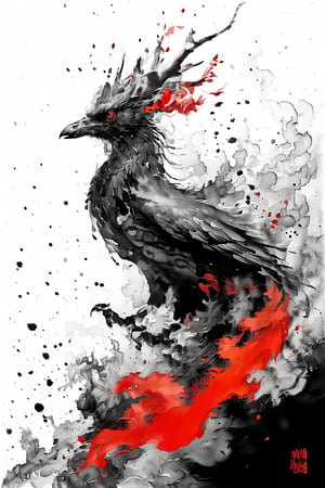 vector that portrays the menacing gaze of a diabolical black crow skull, its eyes blazing with a fiery red, set against a backdrop of bones and chaos, evoking a sense of destruction and malevolence. In the Byzantine tradition, infuse the scene with rich and opulent colors, ornate details, and intricate patterns.,chinese dragon