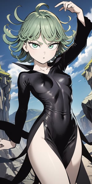 masterpiece, best quality, 1 girl, tatsumaki, green hair, green eyes, iom, 1 girl, alone, looking at viewer, short hair, long sleeves, dress, cowboy photo, small breasts, covered navel, floating hair, side slit, floating, curly hair, telekinesis, more curvy, levited stones, power, random_pose,no_nipples
