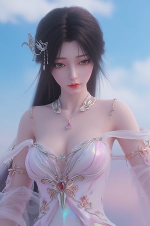  (masterpiece, best quality:1.2),1girl, navel, solo, midriff, bare shoulders, hair ornament, flower, hair flower,, long hair, red lips,
BREAK, (looking at viewer:1.23),(Holographic light pink-white color:1.29), (Holographic Gradient seven colors rainbow dress:1.39), 
BREAK,blurry, solo focus, long hair, lips, day, lipstick, outdoors, upper body, blurry,(huge breasts:1.39),Xyunxiao,(snow,Peony:1.52),(Lotus pond, lotus:1.32), (blue sky:1.23),Xhaiqinyan,XxiaoxunerX,Xhuolinger