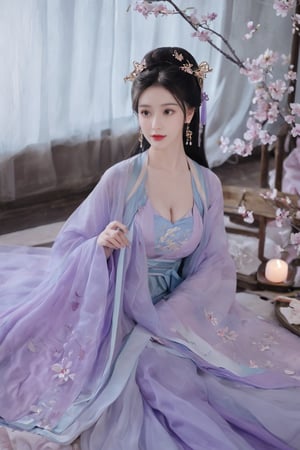 (masterpiece, best quality:1.2),1girl, solo, long hair, black hair,(huge breasts:1.89),Hairpins,necklace, hair ornament, dress, full body, flower, earrings, indoors, hair bun, (purple-green-blue dress:1.29),(Tube top Hanfu long skirt:1.1), pillow, bed, night, chinese clothes, table, branch,daxiushan, ,daxiushan style,(huge breasts:2.59), (full breasts:2.34), realistic,hanfu, daxiushan,Shoulders are exposed, , daxiushan, arien_hanfu,,More Reasonable Details,Xyunluo,Xningyudie