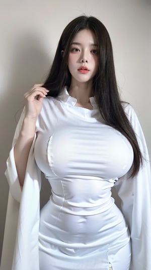  (masterpiece, best quality:1.2),1girl,white dress,pink-white tight-fitting dress,ghost,ghost costume,large white ghost cape,white cape covering the entire body,(huge breasts:1.49),Xyunxiao,