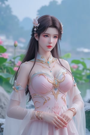  (masterpiece, best quality:1.2),1girl, navel, solo, midriff, bare shoulders, hair ornament, flower, hair flower,, long hair, red lips,
BREAK, (looking at viewer:1.23),(light pink-white color dress:1.29),
BREAK,blurry, solo focus, long hair, lips, day, lipstick, outdoors, upper body, blurry,(huge breasts:1.59),Xyunxiao,(snow,Peony:1.52),(Lotus pond, lotus:1.56), (blue sky:1.23),Xhaiqinyan,XxiaoxunerX,Xhuolinger,(cleavage:2), (sexy,nsfw:2),