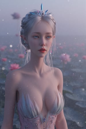  (masterpiece, best quality:1.2),1girl, navel, solo, midriff, bare shoulders, hair ornament, flower, hair flower,, long hair, red lips,
BREAK, (looking at viewer:1.23),(Holographic light pink-blue color:1.29), (Holographic Gradient seven colors rainbow dress:1.39), 
BREAK,blurry, solo focus, long hair, lips, day, lipstick, outdoors, upper body, blurry,(huge breasts:1.39),Xyunxiao,(snow,Peony:1.52),(Lotus pond, lotus:1.32), (blue sky:1.23),Xhaiqinyan,XxiaoxunerX,Xhuolinger