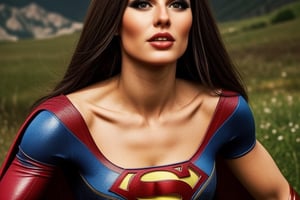 PLease make me a beautifull realistic woman caucasus style and looking like superwoman