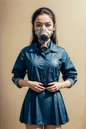 female, ((masterpiece, best quality, ultra detailed, absurdres):1.5), 1girl, beautiful, ZGirl, black uniform, school_uniform,ZGirl, wearing gas mask,gas mask,oil painting style