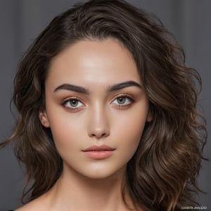  Full realistic photo from far of a stylish young woman with large, captivating eyes, thick eyebrows, a strong jawline, high cheekbones, and a natural complexion. Her hair is in loose waves. slim boned, long limbed, lithe and with very little body fat and little muscle .Highlighting her as a modern