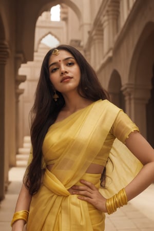 Yellow indian traditional saree 