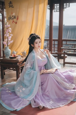 (masterpiece, best quality:1.2),1girl, solo, long hair, black hair,Hairpins,necklace, hair ornament, dress, full body, (huge breasts:2.29), (full breasts:1.69),flower, earrings, indoors, hair bun, (light purple-blue dress:1.29),(Tube top Hanfu long skirt:1.1), pillow, bed, night, chinese clothes, table, branch,daxiushan, ,daxiushan style,(huge breasts:2.39), (full breasts:1.79), realistic,hanfu, daxiushan,Shoulders are exposed, , daxiushan, arien_hanfu, FilmGirl,,Xyunxiao,weijin_hanfu,Xningyudie