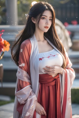 (masterpiece, best quality:1.2), highres, extremely detailed, 1 girl, very long hair, eye highlights,
BREAK,
(red hanfu dress:1.39), frills, outdoors, flower, fluttering petals, pefect body, depth of field,pastel color, Depth of field,garden of the sun,shiny,flowers, garden, 1girl, (butterfly style, butterflies:1.23), ultra detailed, glary,Light, light particles,glitter,reflect,,(big breasts:1.62),Xyunxiao,(full moon:1.39),