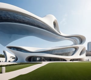 (master piece)(biomorphic building), rhombuses facade pattern, zaha hadid, Calatrava, glass windows,  concrete,  house with tesselated facade, front street view,photo-realistic,hyper-realistic, parametric architecture,8k, ultra details,Low-rise building,Manufactured goods,Theatre stadium,Tower,ellipsoid,tarmac,Air terminal,seaside,Golden fashion,Minimalist style,Water style,mobility,

An architectural wonder with a daring configuration and ground-breaking design.This structure could be a museum or a company building.4k image photo like,(detailed)