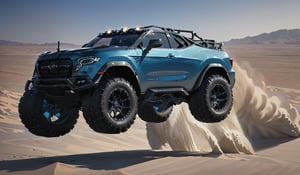 1 suv,dark irony gray with blue undertone color futuristic 4x4 luxury sports SUV, spinning wheels, maybach style alloy rims with red edges,  tentury suv, matv, dakar, brabus, truck, dodge, baja,off-road,humvee,Overhead suspension