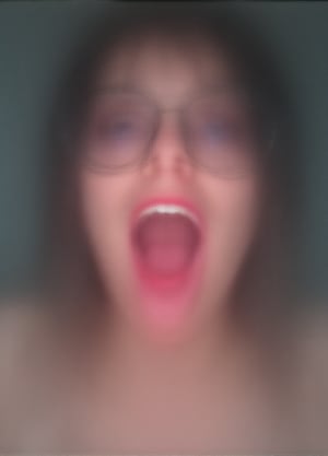 CAVI1, OPEN WIDE MOUTH, PINK LIPS, TONGUE OUT, CUM ON HER FACE, A LOF OF SALIVA AND MILK ON HER FACE, AHEGAO, CAMARA FROM ABOVE, SELFIE, NERDY GLASSES
