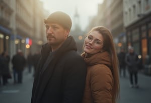 YOUNG MAN AND HIS GIRLFRIEND IN THE CITY