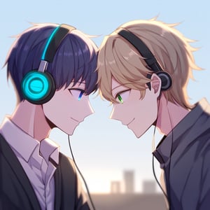 2boys, beauty sky,cute,boys,friendship,headphone,dal-1