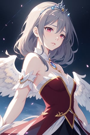 Magical girl wearing tiara with silver long hair, red eyes, gray wings praying at sky anime style

Subject: Magical girl wearing tiara with silver long hair, red eyes, gray wings

[2] A mesmerizing magical girl wearing tiara with flowing silver long hair that shimmers in the sunlight, her piercing red eyes radiating determination and power. Her gray wings extend gracefully from her back, adding an aura of mystique to her presence.
[3] The vast expanse of the sky serves as a canvas for her prayers, painted with hues of purples and pinks, creating a breathtaking backdrop for her magical abilities.
[4] The atmosphere is filled with a mix of anticipation and serenity, as if the very air holds its breath in admiration of her connection to the celestial realm.
[5] Anime-style illustrations capture the dynamic movement and intricate details of her magical girl transformation, emphasizing the vibrant colors and ethereal glow surrounding her.
[6] CLAMP, Naoko Takeuchi, Studio Ghibli, Makoto Shinkai, Magic Knight Rayearth, Puella Magi Madoka Magica, Granblue, Final Fantasy, League of Legends —c 10 —ar 2:3