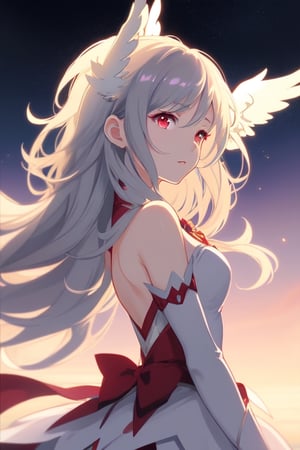 Magical girl with silver hair, red eyes, gray wings praying at sky anime style

Subject: Magical girl with silver hair, red eyes, gray wings

[2] A mesmerizing magical girl with flowing silver hair that shimmers in the sunlight, her piercing red eyes radiating determination and power. Her gray wings extend gracefully from her back, adding an aura of mystique to her presence.
[3] The vast expanse of the sky serves as a canvas for her prayers, painted with hues of purples and pinks, creating a breathtaking backdrop for her magical abilities.
[4] The atmosphere is filled with a mix of anticipation and serenity, as if the very air holds its breath in admiration of her connection to the celestial realm.
[5] Anime-style illustrations capture the dynamic movement and intricate details of her magical girl transformation, emphasizing the vibrant colors and ethereal glow surrounding her.
[6] CLAMP, Naoko Takeuchi, Studio Ghibli, Makoto Shinkai, Magic Knight Rayearth, Puella Magi Madoka Magica, Granblue —c 10 —ar 2:3