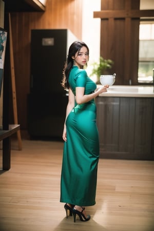 {{best quality}}, {{masterpiece}}, {{ultra-detailed}}, {illustration}, {detailed light}, {an extremely delicate and beautiful}, a girl,  messy floating hair, green dress, standing and looking ,  feminine , depth of field,acmm ss outfit,Myanmar,viewed from behind full body.,3va,Mecha body,Perfect Anything,Sexy Pose,milf,Styles Pose,Striking Pose,1 girl, 