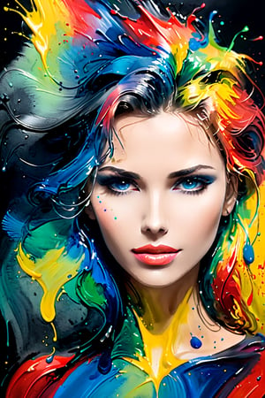 (abstract very beautiful woman from paint,  (Grizail paint chromatic:1.5),brush strokes  of color, water colrs, sketch,, textured, black background),natalee,ais-acrylicz,covered with ais-acrylicz,oil paint,3D MODEL