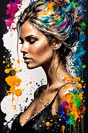(abstract very beautiful woman from paint,  (Grizail paint chromatic:1.5),brush strokes  of color, water colrs, sketch,, textured, black background),natalee,ais-acrylicz,covered with ais-acrylicz,oil paint,3D MODEL,Pixel art,ink 