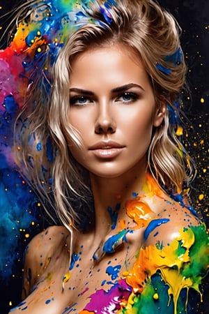 (abstract very beautiful woman from paint,  (Grizail paint chromatic:1.5),brush strokes  of color, water colrs, sketch,, textured, black background),natalee,ais-acrylicz,covered with ais-acrylicz,oil paint,3D MODEL,Pixel art,ink 