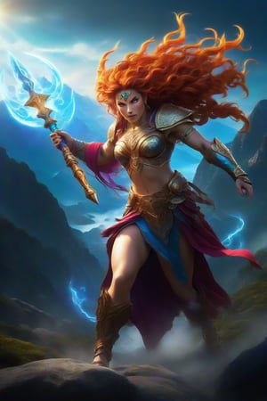 (A ferocious one, epic battles),(A high resolution, Vibrant colors),(Detailed expressions, Intense action),(fantasy, mythological creatures),(Minotaur vs Greek Goddess),(Equipped with powerful weapons),(Striking pose, Dynamic movements),(Holy lighting, Dramatic shadows),(The goddess's fiery hair),(God's glowing eyes),(Multiple heads on monsters),(Enigmatic Atmosphere),(Sparkling armor, Engraved with symbols),(magic incantation),(Debris floating in the air),(Mountainous landscape in the background),(Mythological symbols and runes),(Powerful energy waves),(Heroic determination).