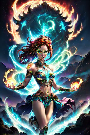 (A ferocious one, epic battles),(A high resolution, Vibrant colors),(Detailed expressions, Intense action),(fantasy, mythological creatures),(Minotaur vs Greek Goddess),(Equipped with powerful weapons),(Striking pose, Dynamic movements),(Holy lighting, Dramatic shadows),(The goddess's fiery hair),(God's glowing eyes),(Multiple heads on monsters),(Enigmatic Atmosphere),(Sparkling armor, Engraved with symbols),(magic incantation),(Debris floating in the air),(Mountainous landscape in the background),(Mythological symbols and runes),(Powerful energy waves),(Heroic determination).