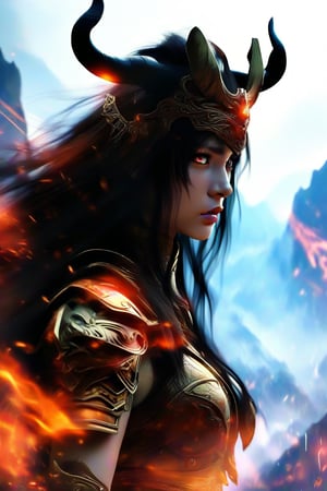 (A ferocious one, epic battles),(A high resolution, Vibrant colors),(Detailed expressions, Intense action),(fantasy, mythological creatures),(Minotaur vs Greek Goddess),(Equipped with powerful weapons),(Striking pose, Dynamic movements),(Holy lighting, Dramatic shadows),(The goddess's fiery hair),(God's glowing eyes),(Multiple heads on monsters),(Enigmatic Atmosphere),(Sparkling armor, Engraved with symbols),(magic incantation),(Debris floating in the air),(Mountainous landscape in the background),(Mythological symbols and runes),(Powerful energy waves),(Heroic determination).