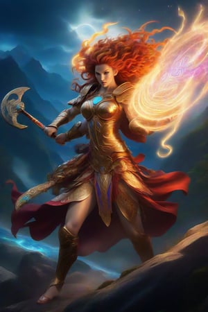 (A ferocious one, epic battles),(A high resolution, Vibrant colors),(Detailed expressions, Intense action),(fantasy, mythological creatures),(Minotaur vs Greek Goddess),(Equipped with powerful weapons),(Striking pose, Dynamic movements),(Holy lighting, Dramatic shadows),(The goddess's fiery hair),(God's glowing eyes),(Multiple heads on monsters),(Enigmatic Atmosphere),(Sparkling armor, Engraved with symbols),(magic incantation),(Debris floating in the air),(Mountainous landscape in the background),(Mythological symbols and runes),(Powerful energy waves),(Heroic determination).