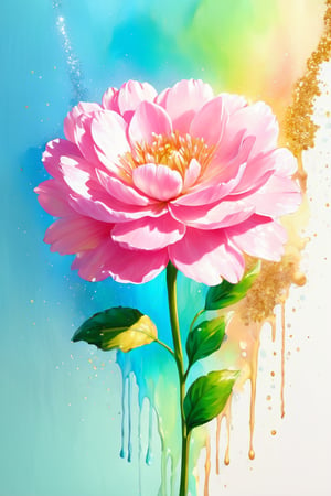 a light pink flower on paint,shine,glitter