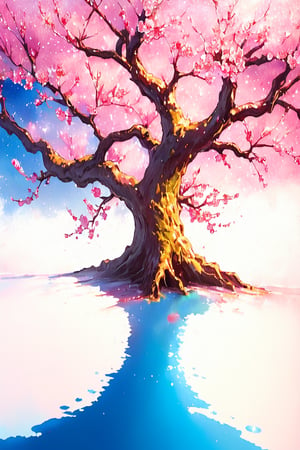  big cherry blossom tree  on paint,shine,glitter