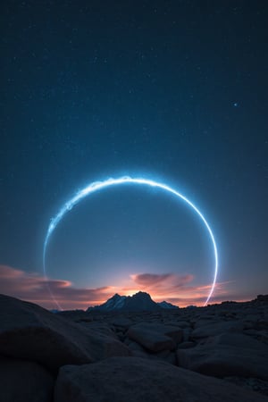 A giant bubble shines in the night sky